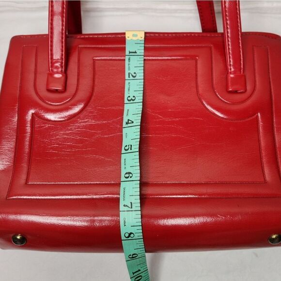 50s Shiny Red Purse Handbag - Picture 11 of 15